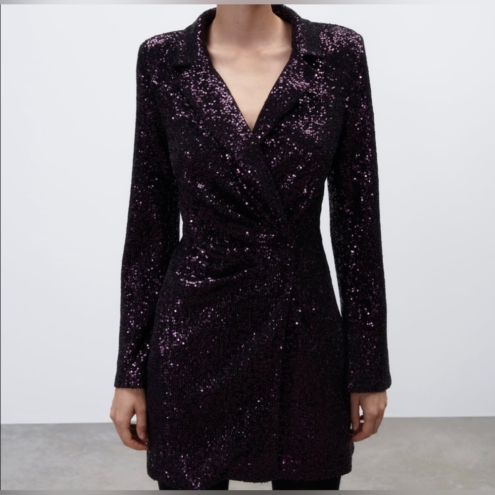 ZARA sequin blazer dress L